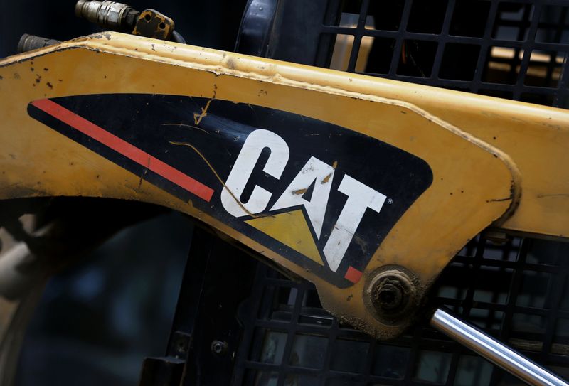 © Reuters. A Caterpillar logo is pictured on the skid-steer loader at the construction site In Warsaw, Poland