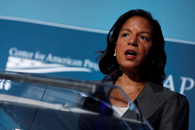 &copy; Reuters. FILE PHOTO: FILE PHOTO: Former National Security Advisor Susan Rice speaks at the Center for American Progress Ideas Conference at the Four Seasons Hotel in Washington