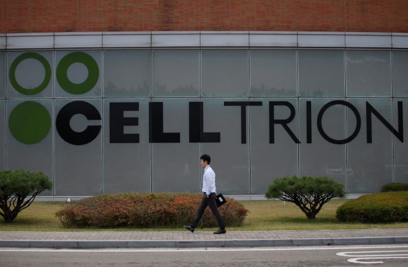&copy; Reuters. The logo of Celltrion is seen at the company&apos;s headquarters in Incheon