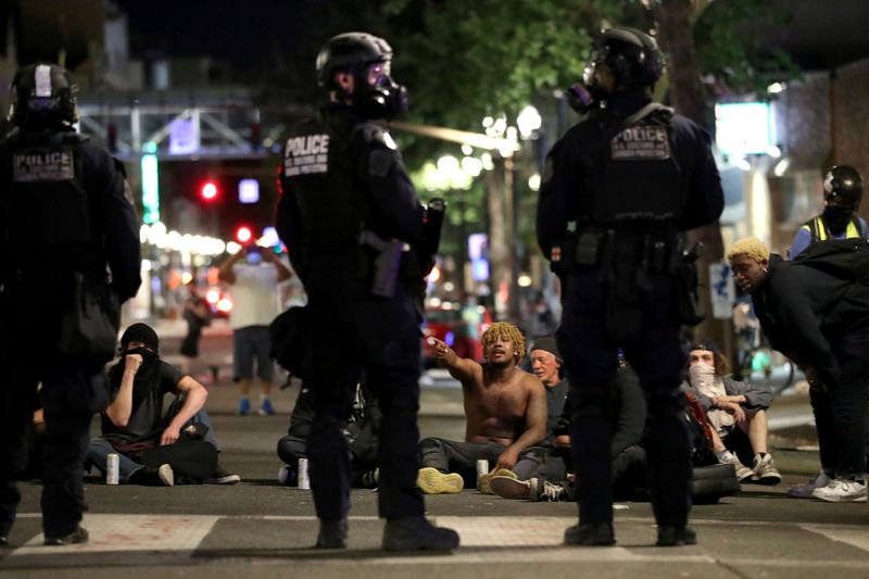 &copy; Reuters. FILE PHOTO: Protest against racial inequality in Portland