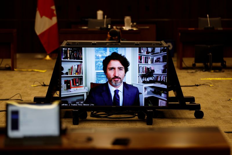 &copy; Reuters. Canada&apos;s Prime Minister Justin Trudeau attends a House of Commons finance committee meeting, in Ottawa