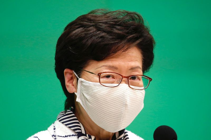 &copy; Reuters. Hong Kong Chief Executive Carrie Lam, speaks during a news conference over global outbreak of the coronavirus disease (COVID-19) in Hong Kong