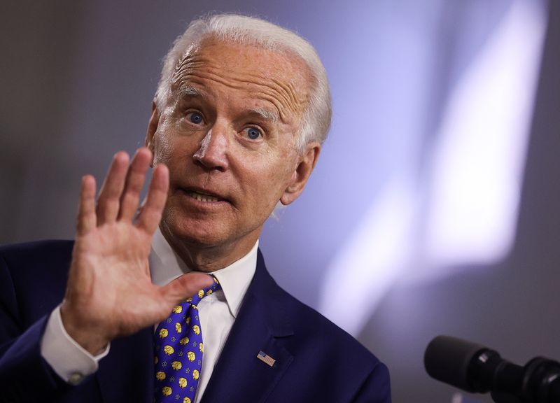 &copy; Reuters. Democratic presidential candidate Joe Biden holds campaign event in Wilmington, Delaware