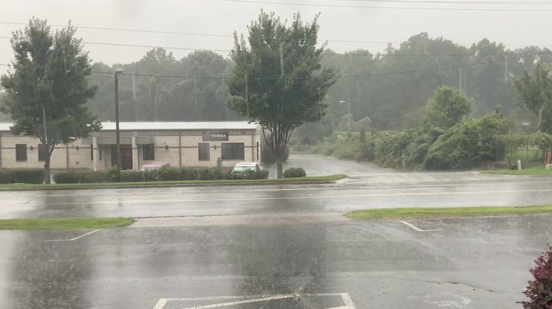 &copy; Reuters. The rain is pictured as Tropical Storm Isaias approaches, Winston Salem