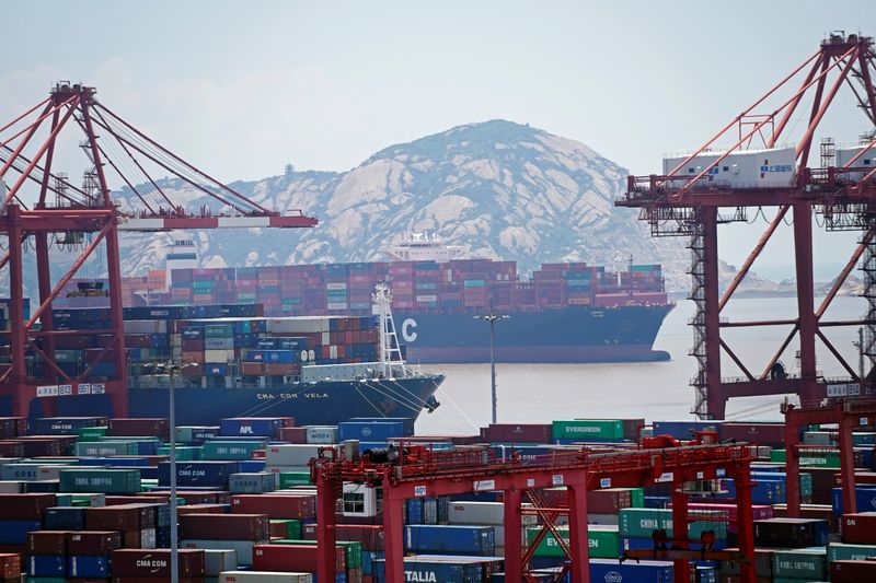 © Reuters. Containers are seen at the Yangshan Deep Water Port in Shanghai