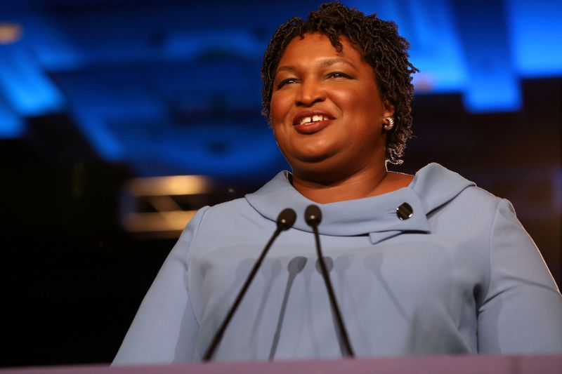 &copy; Reuters. FILE PHOTO: Stacey Abrams speaks to the crowd of supporters announcing they will wait till the morning for results of the mid-terms election at the Hyatt Regency in Atlanta