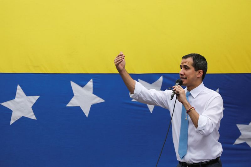 &copy; Reuters. Venezuela&apos;s National Assembly President and opposition leader Juan Guaido, who many nations have recognised as the country&apos;s rightful interim ruler, gestures as he speaks during a demonstration in Caracas