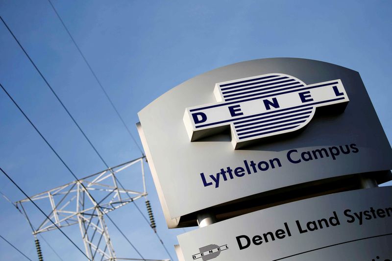&copy; Reuters. FILE PHOTO: Denel company logo is seen at the entrance of their business divisions in Pretoria