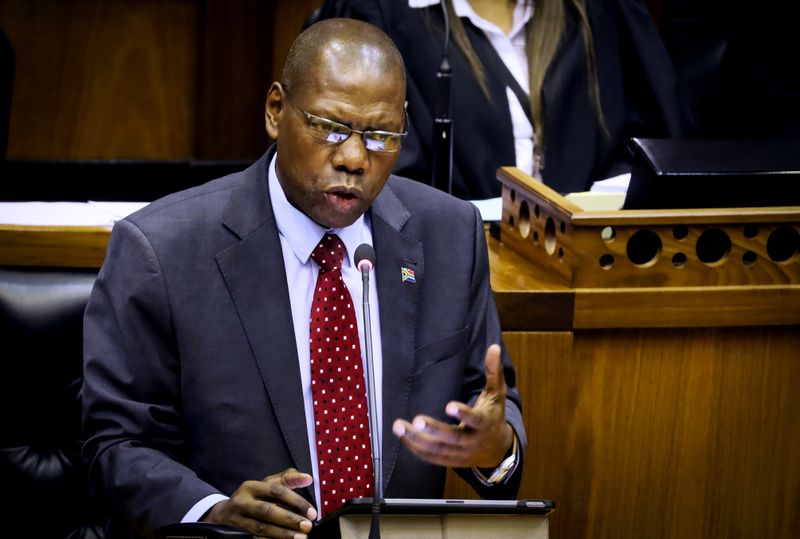 &copy; Reuters. FILE PHOTO: South African Health Minister Dr Zweli Mkhize confirms the first case of Coronavirus in South Africa at Parliament in Cape Town, South Africa