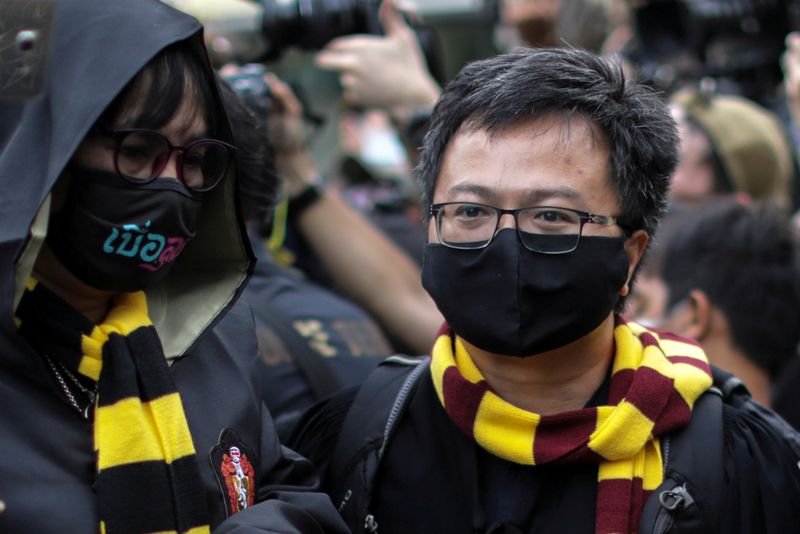 &copy; Reuters. Harry Potter-themed pro-democracy protest in Bangkok