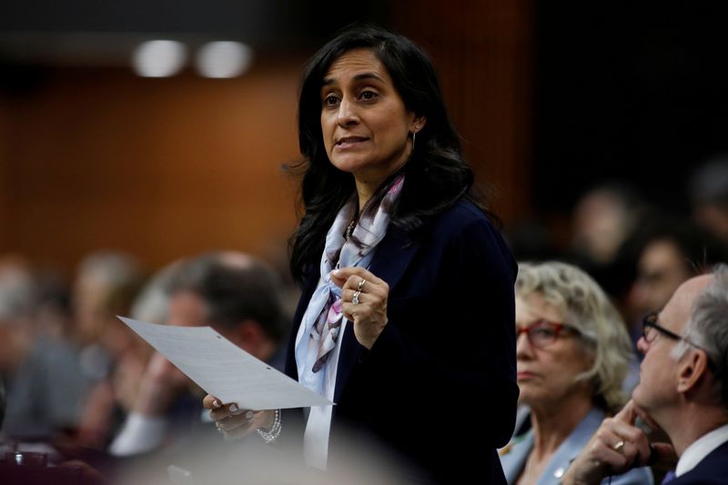 &copy; Reuters. Ministra de Serviços Públicos e Compras do Canadá, Anita Anand, no Parlamento do país em Ottawa