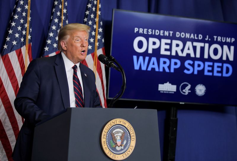 &copy; Reuters. FILE PHOTO: U.S. President Trump visits Fujifilm Diosynth Biotechnologies&apos; Innovation Center in Morrrisville, North Carolina