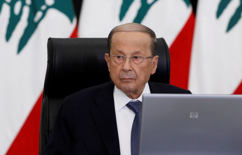 &copy; Reuters. Presidente do Líbano, Michel Aoun, em Baabda