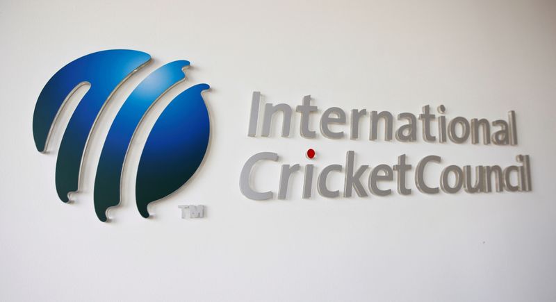 &copy; Reuters. FILE PHOTO: The International Cricket Council (ICC) logo at the ICC headquarters in Dubai