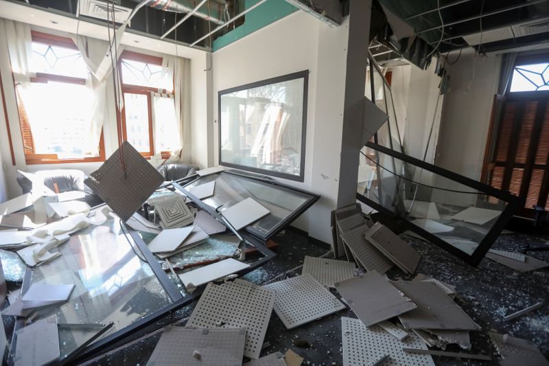 &copy; Reuters. A view shows the damage inside the Reuters Beirut offices