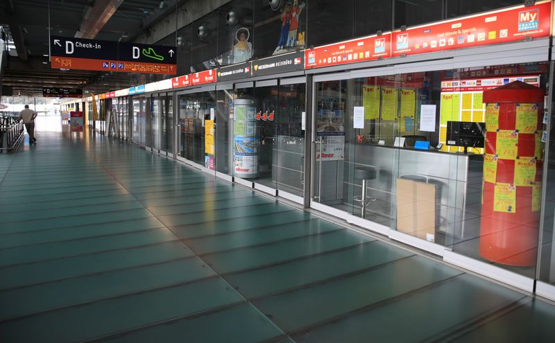 &copy; Reuters. Closed travel offices at Cologne-Bonn Airport