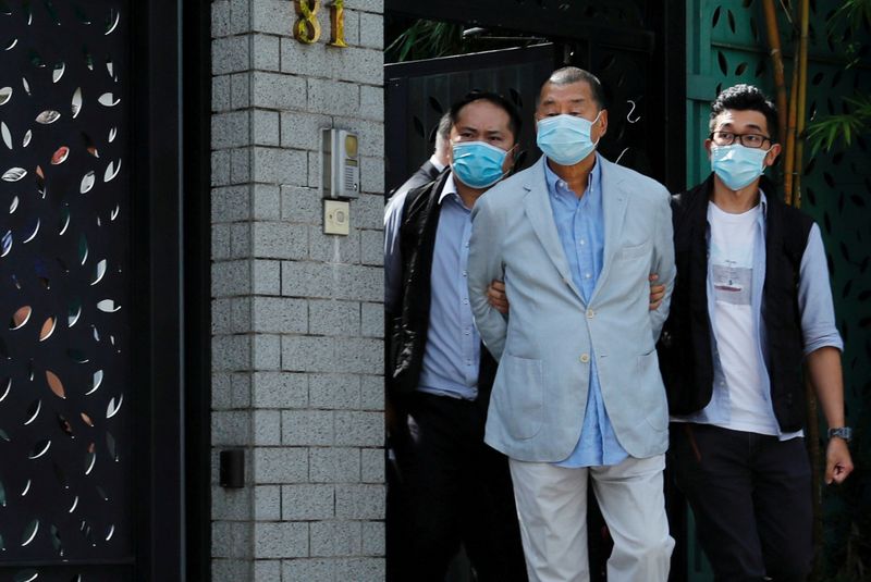 &copy; Reuters. هونج كونج تعتقل قطب الإعلام جيمي لاي وبريطانيا تعبر عن قلقها