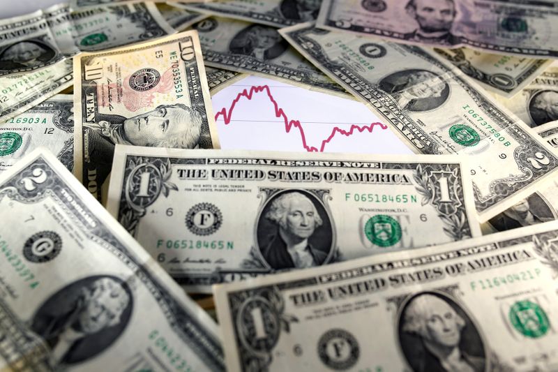 &copy; Reuters. U.S. dollar notes are seen in front of a stock graph in this picture illustration