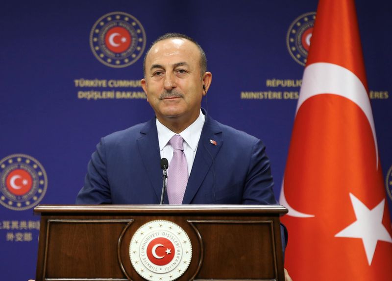 &copy; Reuters. Turkish Foreign Minister Cavusoglu attends a news conference in Ankara