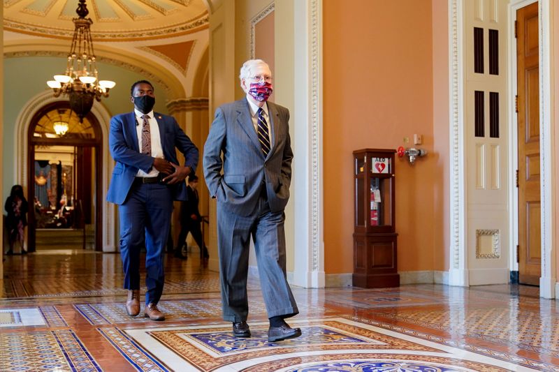 © Reuters. Senate Majority Leader McConnell walks to his office in the U.S. Capitol in Washington