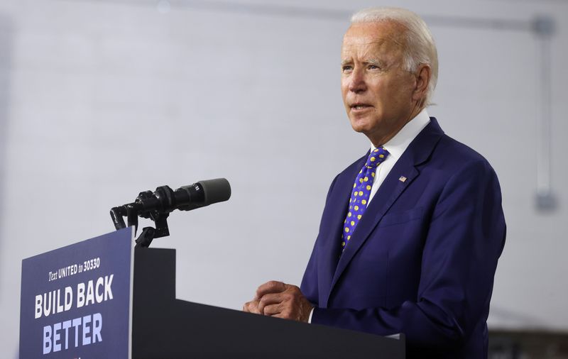 &copy; Reuters. FILE PHOTO: Democratic presidential candidate Joe Biden holds campaign event in Wilmington, Delaware