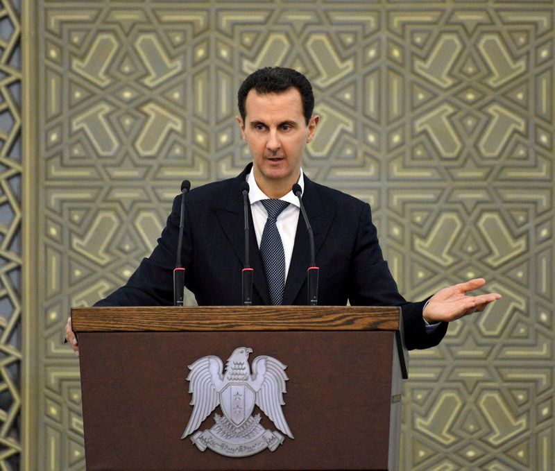 &copy; Reuters. التلفزيون السوري: الرئيس الأسد يقطع كلمته لبضع دقائق بسبب انخفاض في ضغط الدم