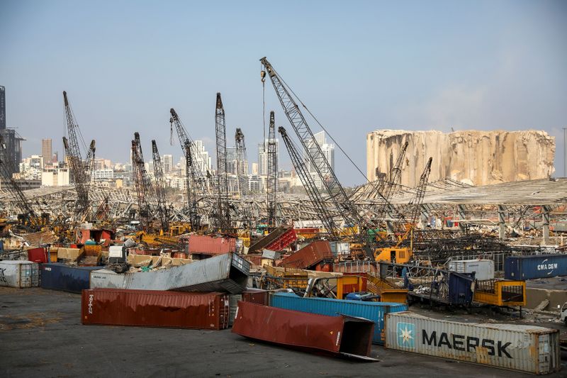 &copy; Reuters. A view of the damaged port following a massive explosion, in Beirut