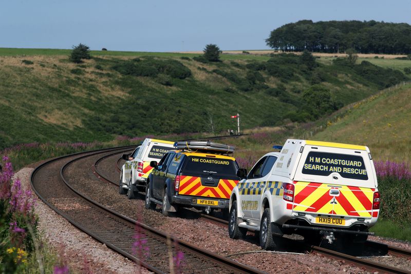 © Reuters. Passenger train derails near Stonehaven in Scotland