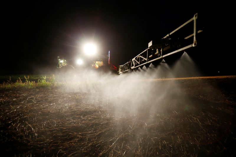 © Reuters. Agricultor aplica agroquímico em área de cultivo na região de Brasília (DF)