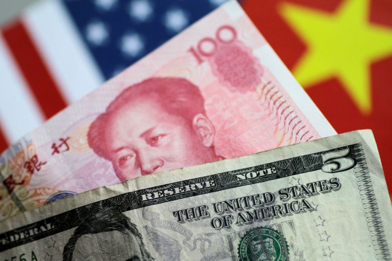 &copy; Reuters. Illustration photo of U.S. Dollar and China Yuan notes