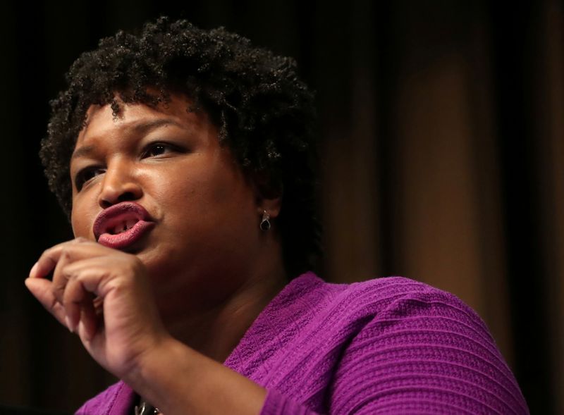 &copy; Reuters. FILE PHOTO: FILE PHOTO: Stacy Abrams (D), former gubernatorial candidate for Georgia, speaks at the 2019 National Action Network National Convention in New York