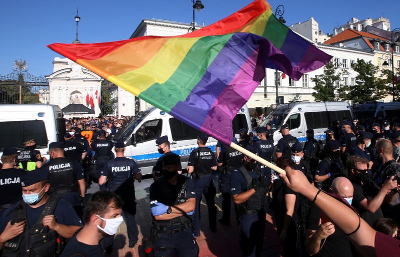 &copy; Reuters. Polish nationalists gather to protest against what they call &quot;LGBT aggression&quot;, in Warsaw