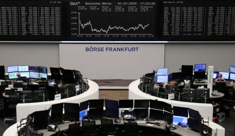 © Reuters. The German share price index DAX graph is pictured at the stock exchange in Frankfurt