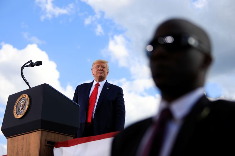 &copy; Reuters. U.S. President Donald Trump delivers remarks at Basler Flight Service in Oshkosh, Wisconsin