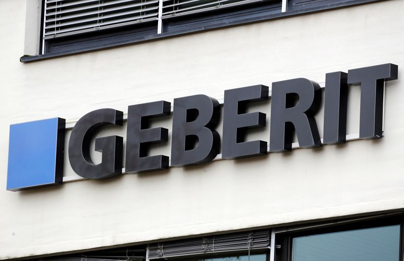 &copy; Reuters. Logo of shower toilet and plumbing supplies maker Geberit is seen in Rapperswil-Jona