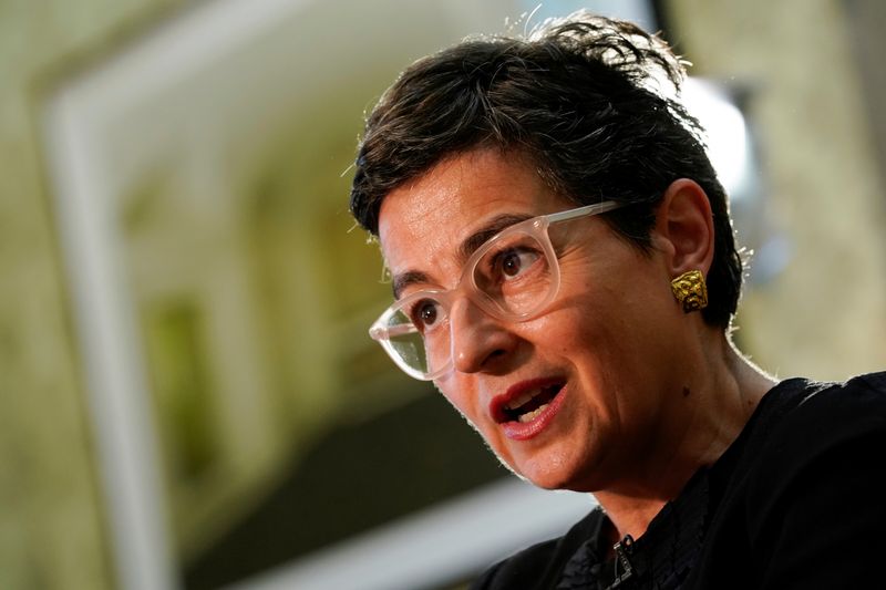 &copy; Reuters. Spain&apos;s Minister of Foreign Affairs Arancha Gonzalez Laya speaks during an interview with Reuters at the Ministry of Foreign Affairs in Madrid