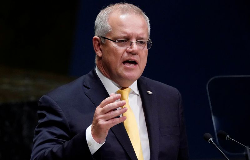 &copy; Reuters. FILE PHOTO: Australian Prime Minister Scott Morrison addresses the 74th session of the United Nations General Assembly at U.N. headquarters in New York City, New York, U.S.