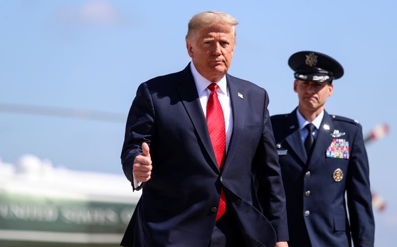 &copy; Reuters. U.S. President Trump departs Washington for travel to Minnesota and Wisconsin at Joint Base Andrews in Maryland