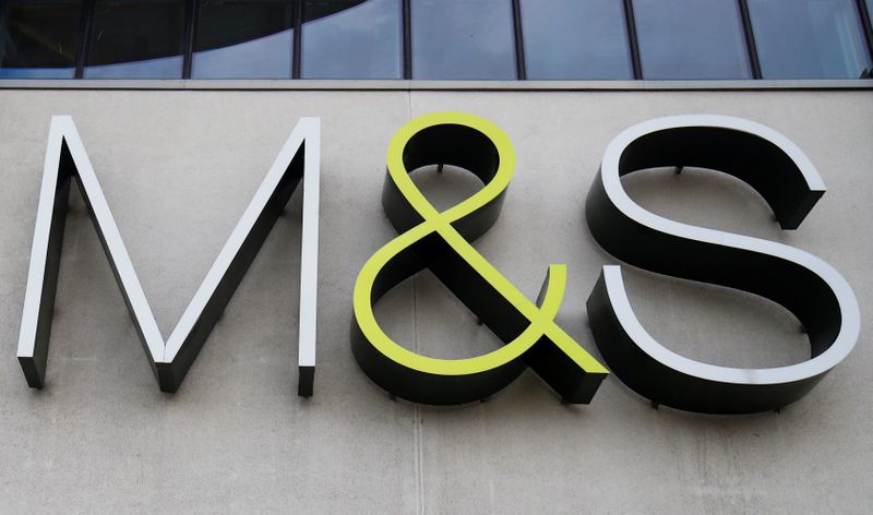 © Reuters. A Marks and Spencer (M&S) logo is seen on the outside of a store in Cheshire