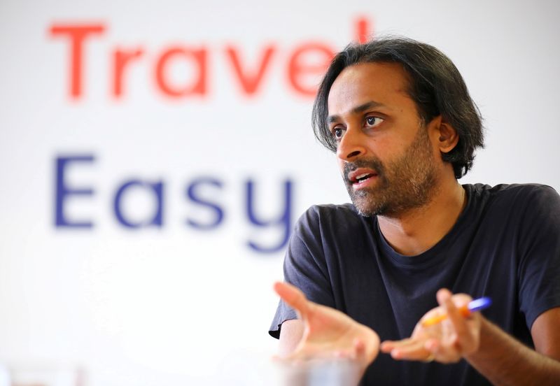 &copy; Reuters. FILE PHOTO: Naren Shaam, the founder-CEO mobility app Omio, speaks during a Reuters interview in Berlin