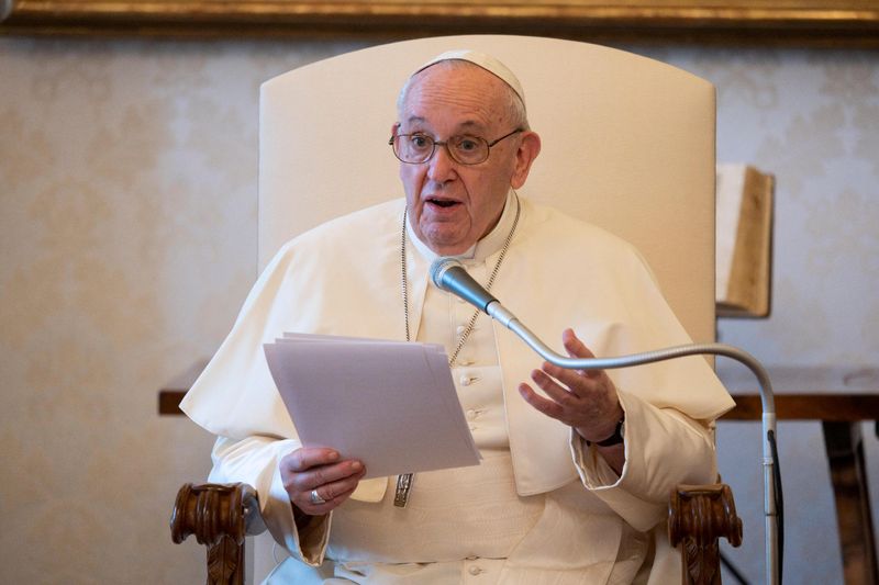 &copy; Reuters. Pope Francis holds weekly general audience virtually at Vatican