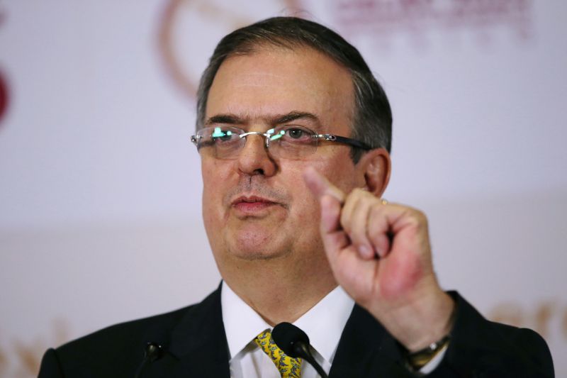 &copy; Reuters. FILE PHOTO: Mexico&apos;s Foreign Minister Marcelo Ebrard delivers a message to the media after taking on the PTP of the CELAC, in Mexico City