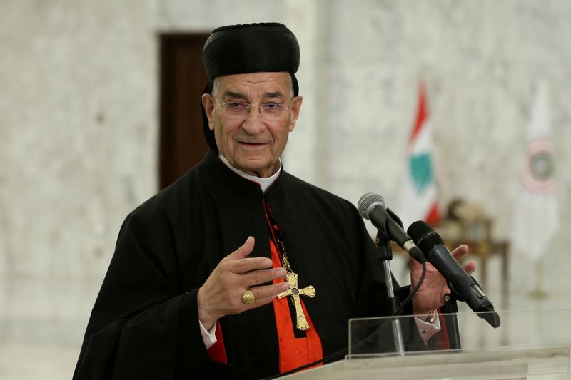 &copy; Reuters. FILE PHOTO: FILE PHOTO: Lebanese Maronite Patriarch Bechara Boutros Al-Rai speaks after meeting with Lebanon&apos;s President Michel Aoun at the presidential palace in Baabda