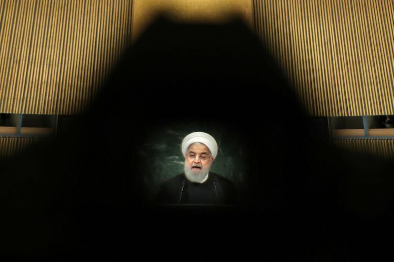 © Reuters. FILE PHOTO: Iran's President Hassan Rouhani addresses the United Nations General Assembly in New York