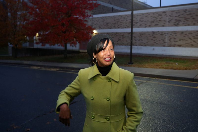 &copy; Reuters. FILE PHOTO: U.S. Democratic congressional candidate Hayes speaks with campaign supporters after filling out her ballot in Wolcott Connecticut