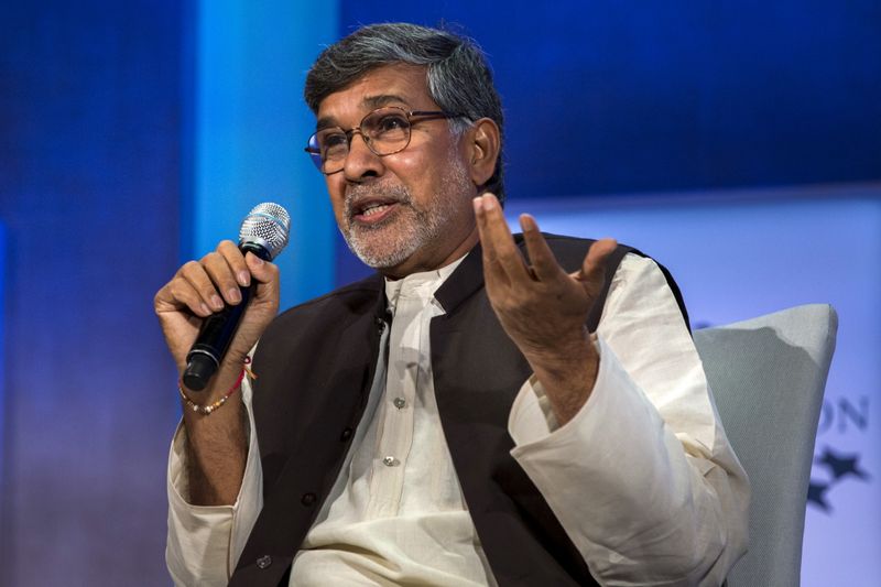 &copy; Reuters. Kailash Satyarthi, 2014 Nobel Peace Prize Laureate, takes part in a panel during the Clinton Global Initiative&apos;s annual meeting in New York