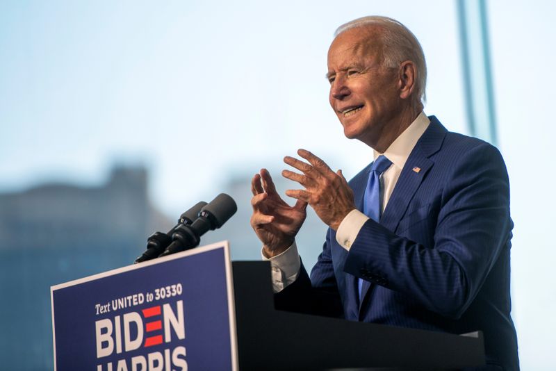 &copy; Reuters. Democratic U.S. presidential nominee Biden delivers remarks in Philadelphia, Pennsylvania