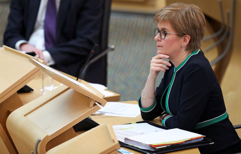 &copy; Reuters. Scotland&apos;s First Minister Sturgeon answers questions in Scottish Parliament