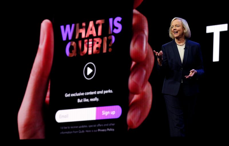 &copy; Reuters. Quibi CEO Meg Whitman speaks during a Quibi keynote address at the 2020 CES in Las Vegas