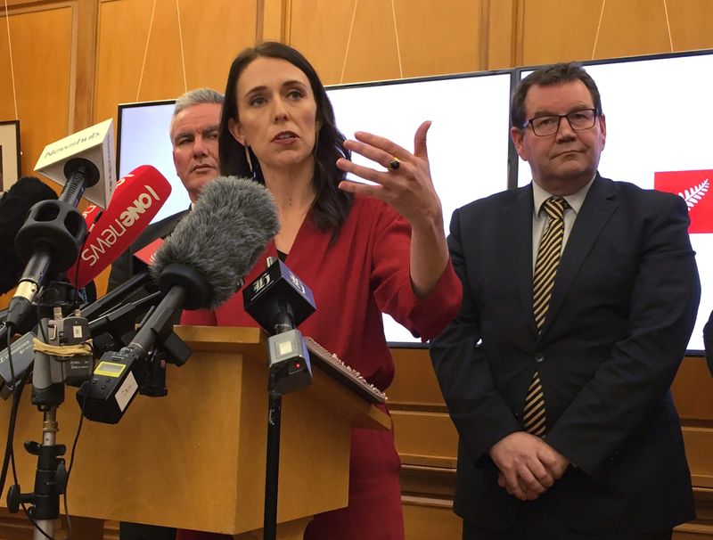 &copy; Reuters. New Zealand Labour leader Jacinda Ardern speaks to the press after leader of New Zealand First party Winston Peters announced his support for her party in Wellington, New Zealand